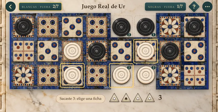 Royal Game of Ur, lapis lazuli board, in landscape